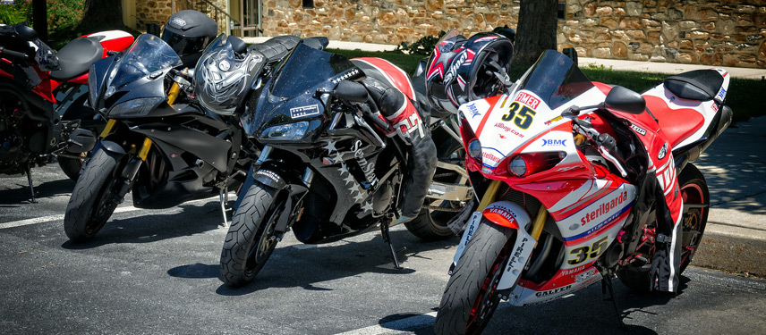 Three bikes at lunch
